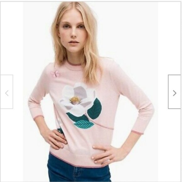 kate spade Sweaters - Kate Spade Swamped Magnolia pink Flower Sweater top size large nwot